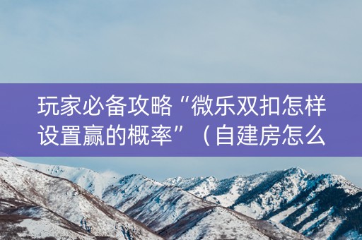 玩家必备攻略“微乐双扣怎样设置赢的概率”（自建房怎么赢)