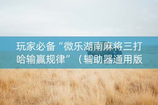 玩家必备“微乐湖南麻将三打哈输赢规律”（辅助器通用版)