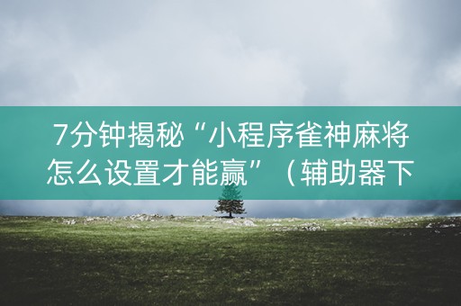 7分钟揭秘“小程序雀神麻将怎么设置才能赢”（辅助器下载)