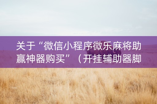 关于“微信小程序微乐麻将助赢神器购买”（开挂辅助器脚本)