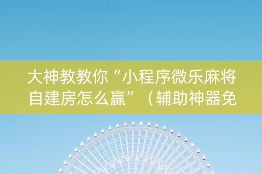 大神教教你“小程序微乐麻将自建房怎么赢”（辅助神器免费)