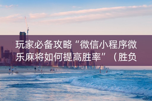 玩家必备攻略“微信小程序微乐麻将如何提高胜率”（胜负规律拿好牌)