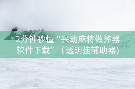 2分钟秒懂“兴动麻将做弊器软件下载”（透明挂辅助器)