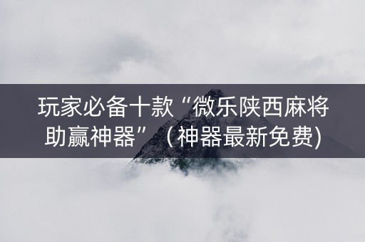 玩家必备十款“微乐陕西麻将助赢神器”（神器最新免费)