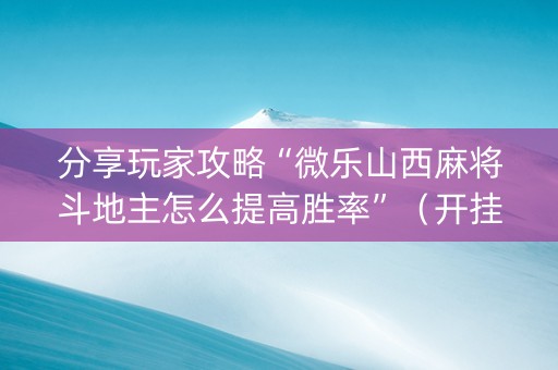 分享玩家攻略“微乐山西麻将斗地主怎么提高胜率”（开挂辅助器脚本)
