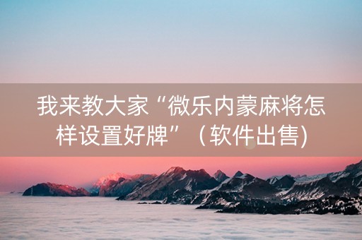 我来教大家“微乐内蒙麻将怎样设置好牌”（软件出售)