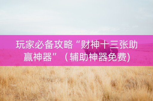 玩家必备攻略“财神十三张助赢神器”（辅助神器免费)