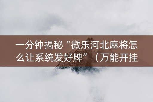 一分钟揭秘“微乐河北麻将怎么让系统发好牌”（万能开挂神器)