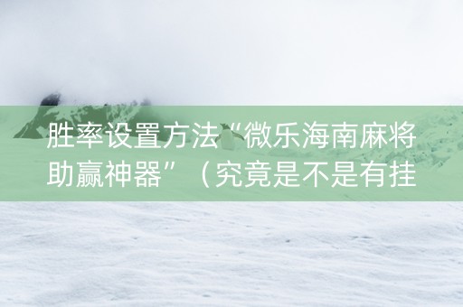 胜率设置方法“微乐海南麻将助赢神器”（究竟是不是有挂)