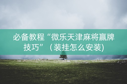 必备教程“微乐天津麻将赢牌技巧”（装挂怎么安装)