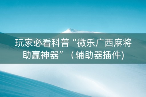玩家必看科普“微乐广西麻将助赢神器”（辅助器插件)