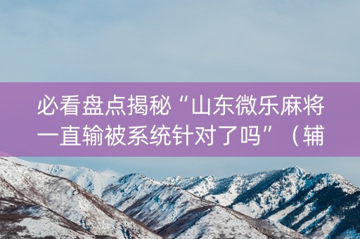 必看盘点揭秘“山东微乐麻将一直输被系统针对了吗”（辅助器通用版)