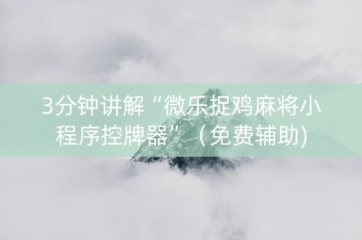 3分钟讲解“微乐捉鸡麻将小程序控牌器”（免费辅助)