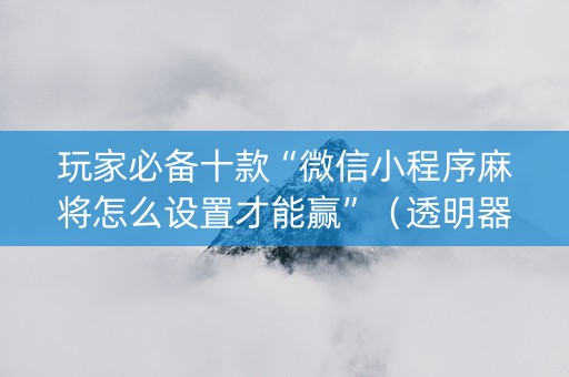 玩家必备十款“微信小程序麻将怎么设置才能赢”（透明器教程)