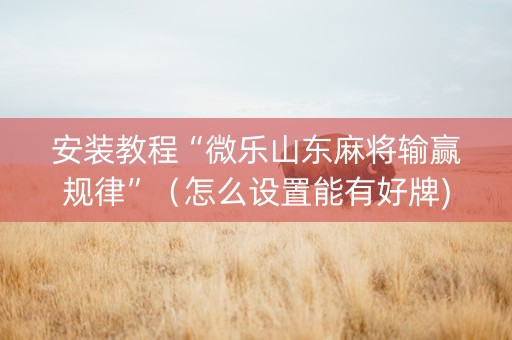 安装教程“微乐山东麻将输赢规律”（怎么设置能有好牌)