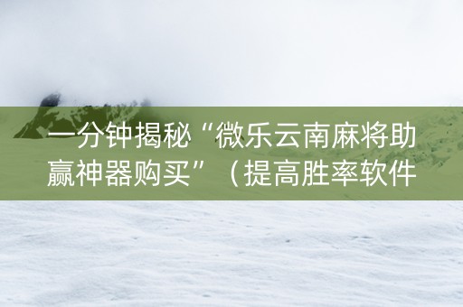 一分钟揭秘“微乐云南麻将助赢神器购买”（提高胜率软件)