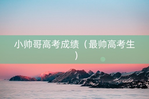 小帅哥高考成绩（最帅高考生）