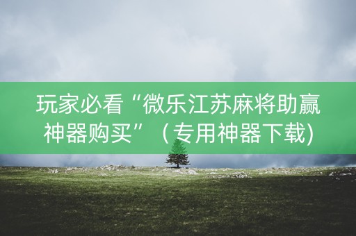 玩家必看“微乐江苏麻将助赢神器购买”（专用神器下载)