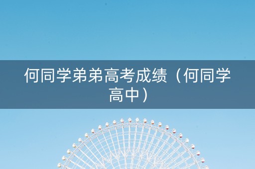 何同学弟弟高考成绩（何同学高中）