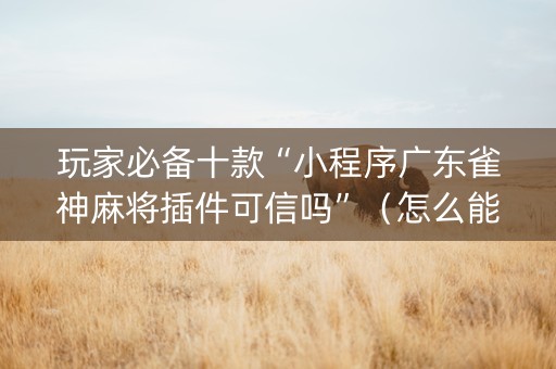 玩家必备十款“小程序广东雀神麻将插件可信吗”（怎么能让牌好一点)