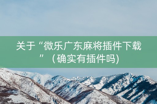 关于“微乐广东麻将插件下载”（确实有插件吗)