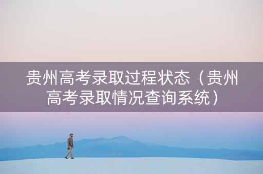 贵州高考录取过程状态（贵州高考录取情况查询系统）
