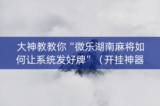 大神教教你“微乐湖南麻将如何让系统发好牌”（开挂神器下载)