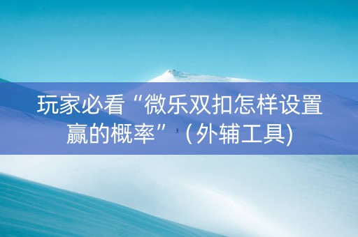 玩家必看“微乐双扣怎样设置赢的概率”（外辅工具)