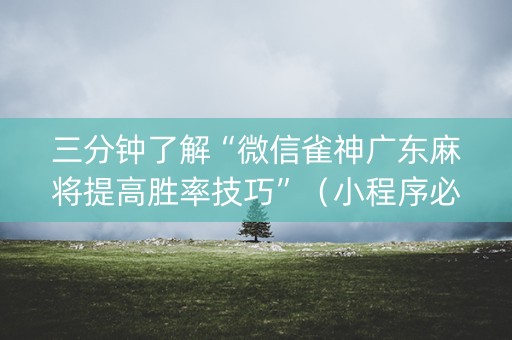 三分钟了解“微信雀神广东麻将提高胜率技巧”（小程序必赢神器)