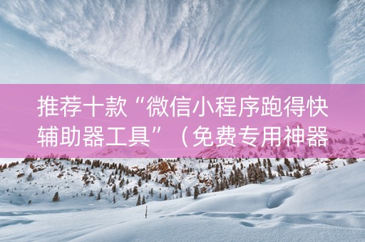 推荐十款“微信小程序跑得快辅助器工具”（免费专用神器)