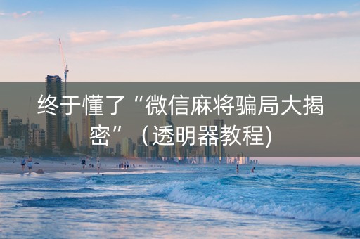 终于懂了“微信麻将骗局大揭密”（透明器教程)
