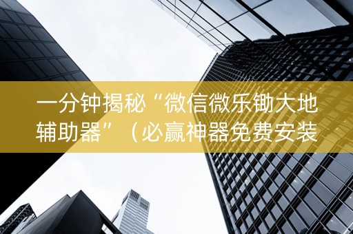一分钟揭秘“微信微乐锄大地辅助器”（必赢神器免费安装)