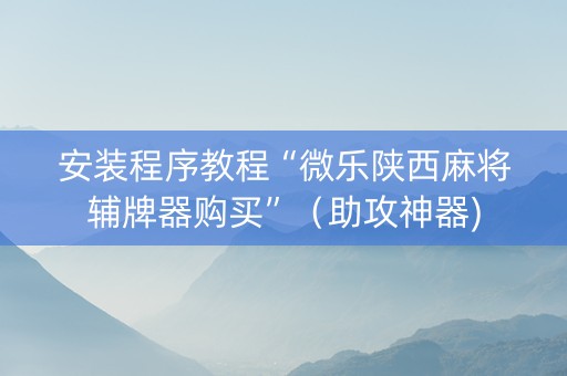 安装程序教程“微乐陕西麻将辅牌器购买”（助攻神器)