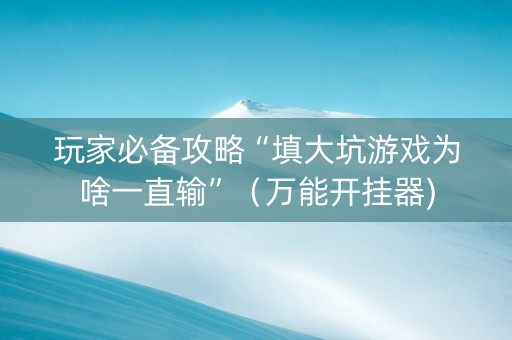玩家必备攻略“填大坑游戏为啥一直输”（万能开挂器)