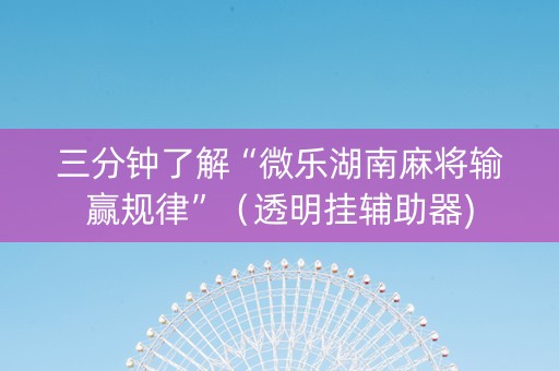 三分钟了解“微乐湖南麻将输赢规律”（透明挂辅助器)
