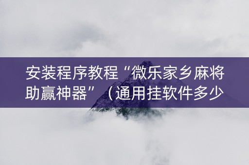 安装程序教程“微乐家乡麻将助赢神器”（通用挂软件多少钱)