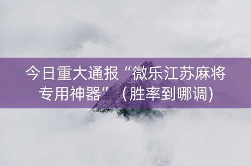今日重大通报“微乐江苏麻将专用神器”（胜率到哪调)