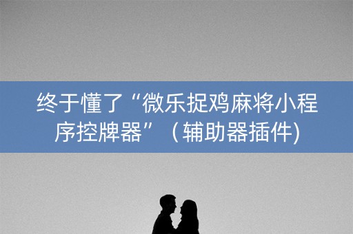 终于懂了“微乐捉鸡麻将小程序控牌器”（辅助器插件)