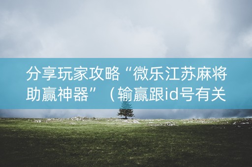 分享玩家攻略“微乐江苏麻将助赢神器”（输赢跟id号有关系吗)