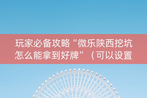 玩家必备攻略“微乐陕西挖坑怎么能拿到好牌”（可以设置输赢吗)