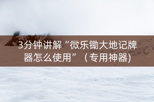 3分钟讲解“微乐锄大地记牌器怎么使用”（专用神器)