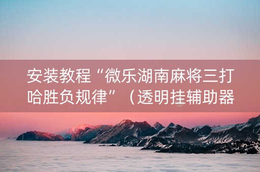 安装教程“微乐湖南麻将三打哈胜负规律”（透明挂辅助器)