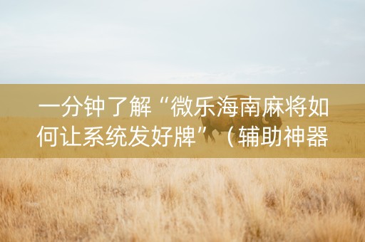 一分钟了解“微乐海南麻将如何让系统发好牌”（辅助神器免费)