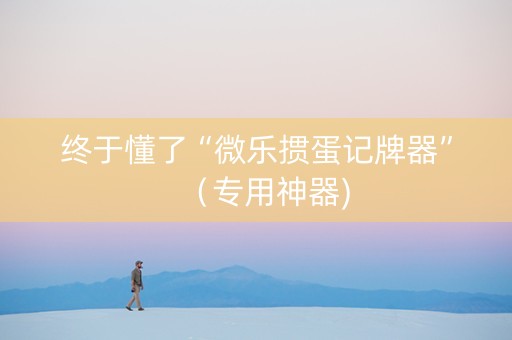 终于懂了“微乐掼蛋记牌器”（专用神器)