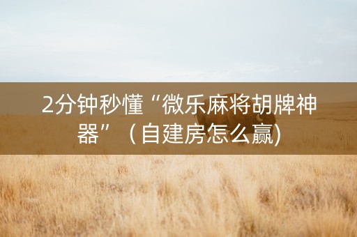 2分钟秒懂“微乐麻将胡牌神器”（自建房怎么赢)