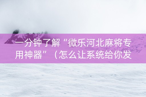 一分钟了解“微乐河北麻将专用神器”（怎么让系统给你发好牌)