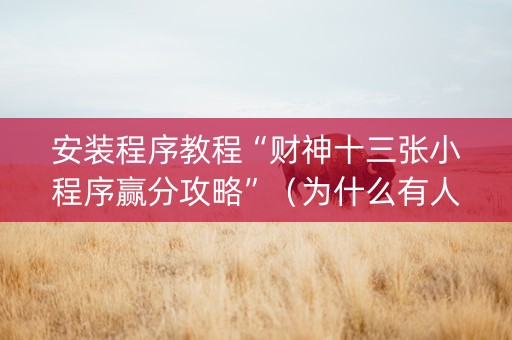 安装程序教程“财神十三张小程序赢分攻略”（为什么有人一直赢)