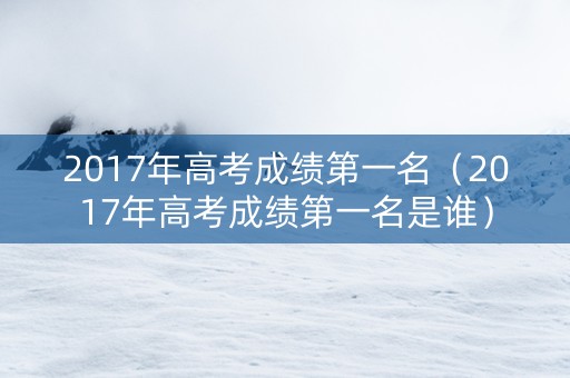 2017年高考成绩第一名（2017年高考成绩第一名是谁）