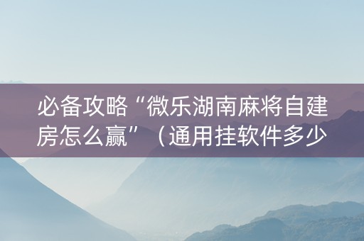 必备攻略“微乐湖南麻将自建房怎么赢”（通用挂软件多少钱)