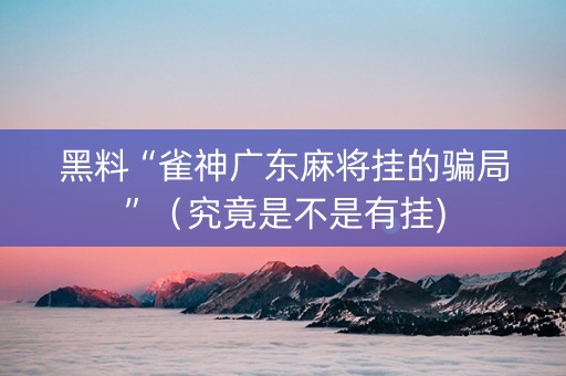 黑料“雀神广东麻将挂的骗局”（究竟是不是有挂)